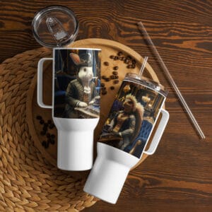Travel mug with a handle